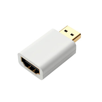 HDMI mini adapter, isolated on transparent background. Technology and electronics, convertation and switching between different displays and devices