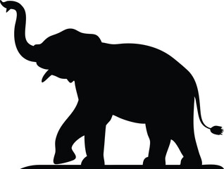 Elegant silhouette of a walking african elephant in bold black for creative design