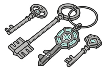 Sci Fi Portal Badges Keys and Nodes A Vector Design Set