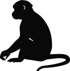 Silhouette of a resting monkey isolated on a white background minimalist vector illustration