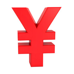 Red Yen Symbol: A bold red Yen symbol, isolated, represents strength and global financial markets.
