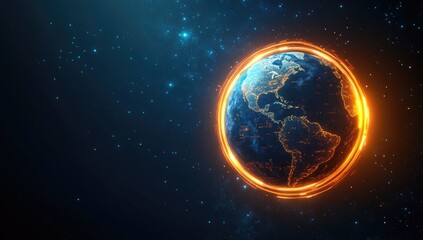 Obraz premium Earth, fiery ring, space