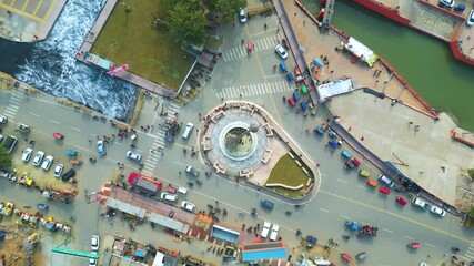 Aerial view of Lata Mangeshkar Chowk, Ayodhya, Utter Pradesh, India.