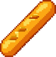 Obraz premium Pixelated baguette illustration in retro 8 bit style