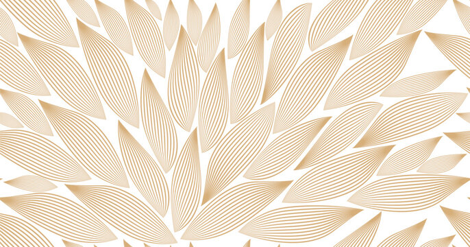 Modern golden leaf pattern on white background with elegant gradient and halftone details. Perfect for eco branding, wallpaper, and surface design. Seamless botanical vector illustration.