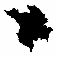 Silhouette Map of Hesse, Germany   Black Outline for Geographic and Educational Use