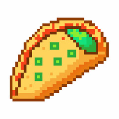 Fototapeta premium Pixel Art Taco Icon Retro Styled Mexican Food Illustration