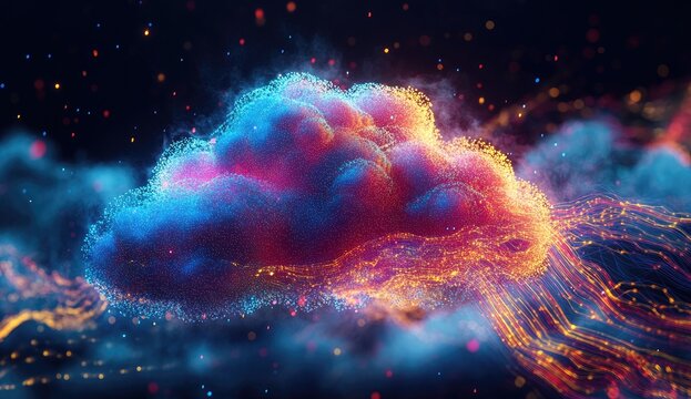 Abstract cloud composed of glowing particles