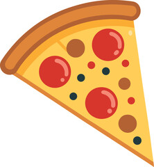 Slice of pizza icon on transparent background
