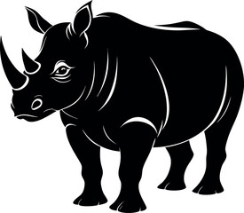 Rhinoceros silhouette icon on transparent background.