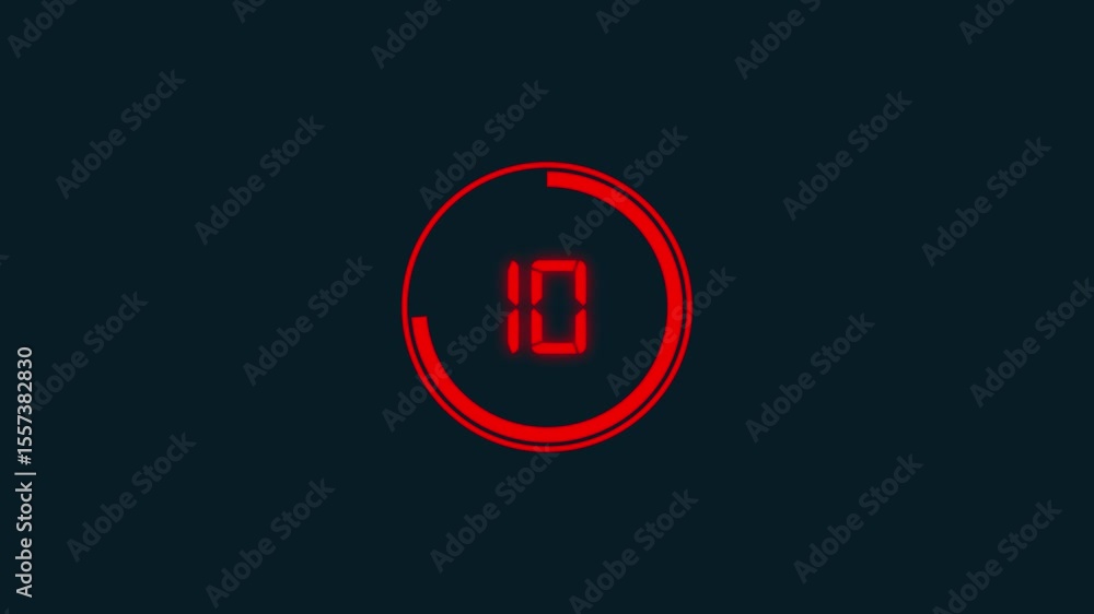 Poster circle countdown timer animation from 15 to 0 seconds on transparent background with alpha channel, 