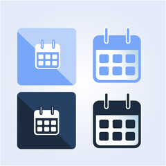 Blue and White Square Calendar Icons in Various Shades