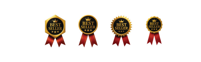 Fototapeta premium Top Seller Gold Medals – Elegant Ribbon Badges for Ecommerce & Branding
