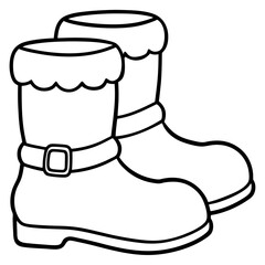 Santa Claus Shoe Outline Vector