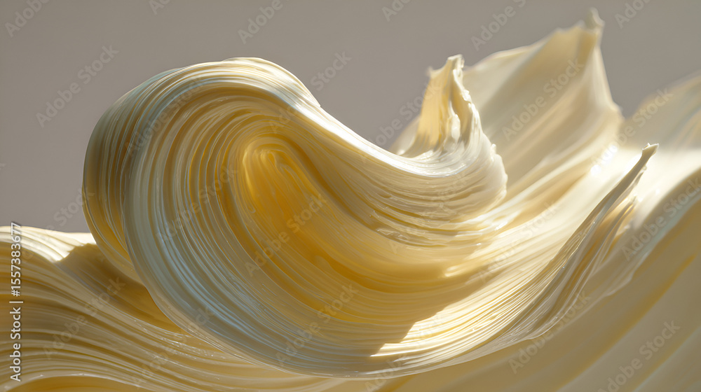 Poster Smooth Butter Swirls Creating Elegant Abstract Wave Shape in Soft Light