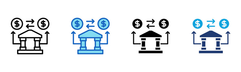 Bank Exchange icon Multi Style Vector Illustration