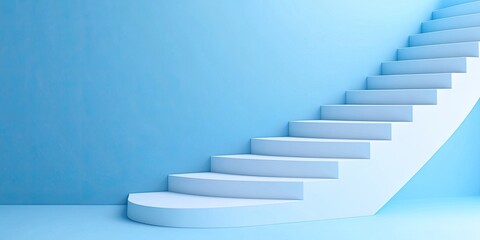 Curved white steps against a light-blue wall