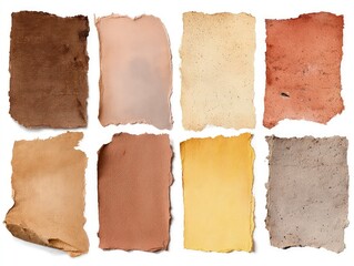 Collection of  torn color paper texture isolated on white background