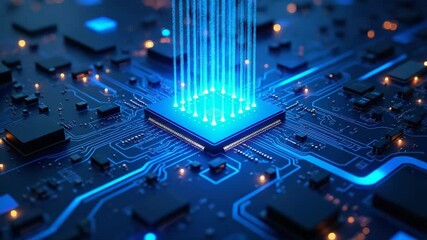 Illuminated Circuitry: A mesmerizing illustration of a central processing unit emits radiant light, symbolizing cutting-edge technology and connectivity in the digital era. - Powered by Adobe