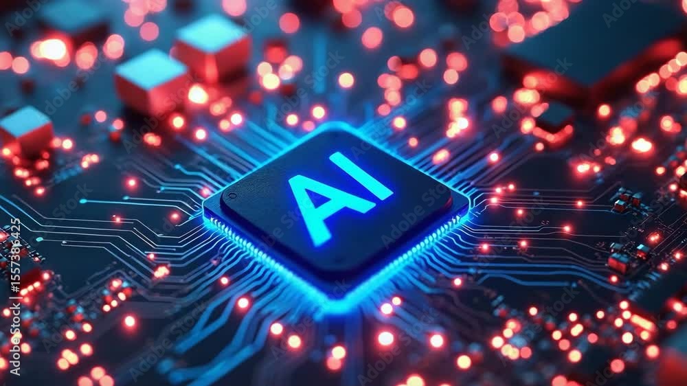 Poster ai chip illustration: dive into the intricate world of artificial intelligence with a close-up shot 