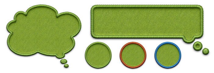 emboroidery shape. Embroidery background. Speech bubble embroidery,