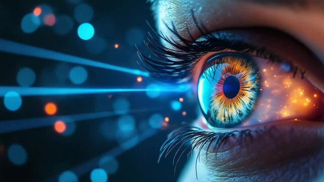 Visionary Eye: A captivating macro shot of an eye, vividly depicting a portal of knowledge with its brilliant colors, capturing the essence of perception and wonder.