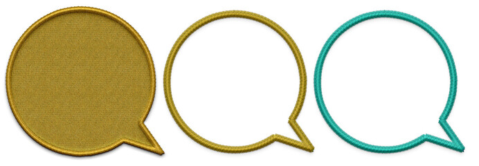 emboroidery shape. Embroidery background. Speech bubble embroidery,