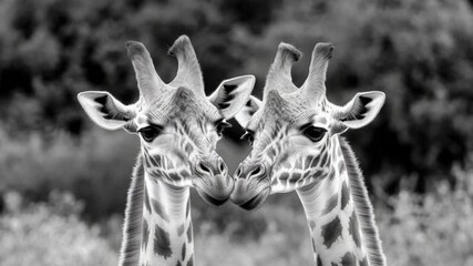 Two giraffes sharing a lovely moment
