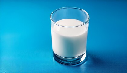 refreshing glass of milk dairy drink healthy breakfast blue background