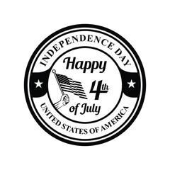vector design circle pin sign happy independence day united states. black and white color