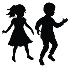 vector silhouette of children