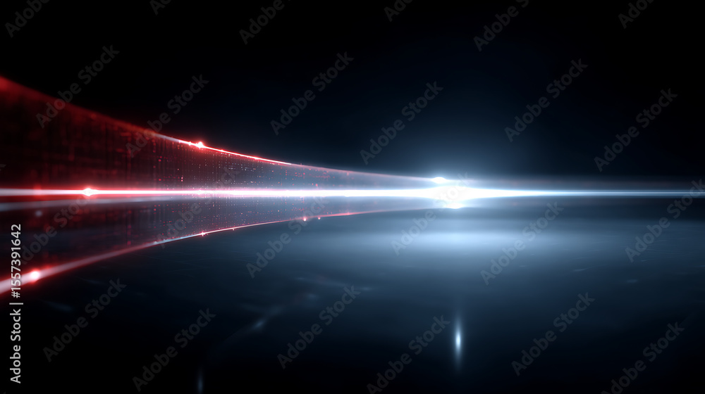 Aufkleber abstract tech illustration features infinite loop, data stream, circuit board, neon glow effect on d
