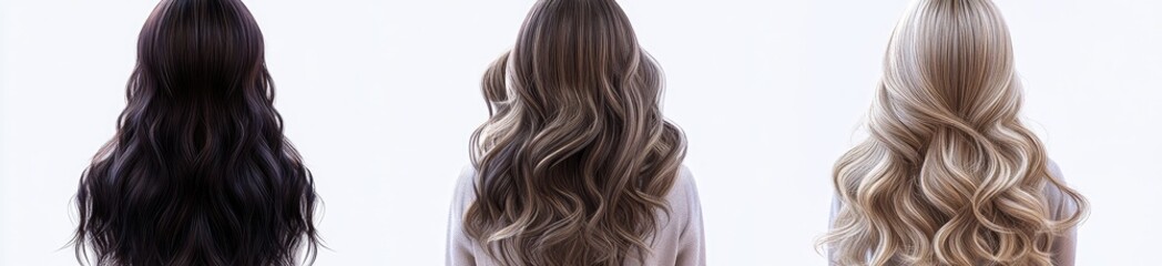 Naklejka premium Three women's hairstyles, showcasing various shades of hair