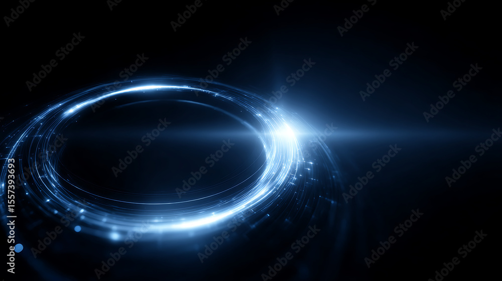 Poster futuristic hi-tech circle with blue lines. abstract digital design features network elements. time t