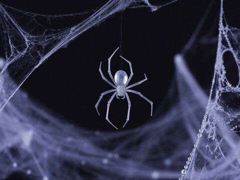 Gothic halloween village with purple glowing happy halloween sign and jack-o-lantern path