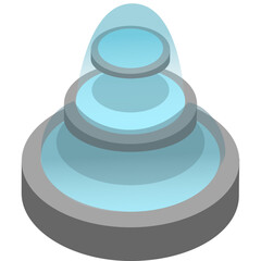 Isometric Vector Flat Park Icon Fountain with Blue Water