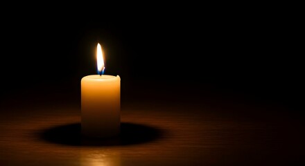 A solitary candle flame pierces the darkness, casting a warm glow in the still of night, Candlelight illuminates the night in a dance of light and shadows, creating a tranquil ambience
