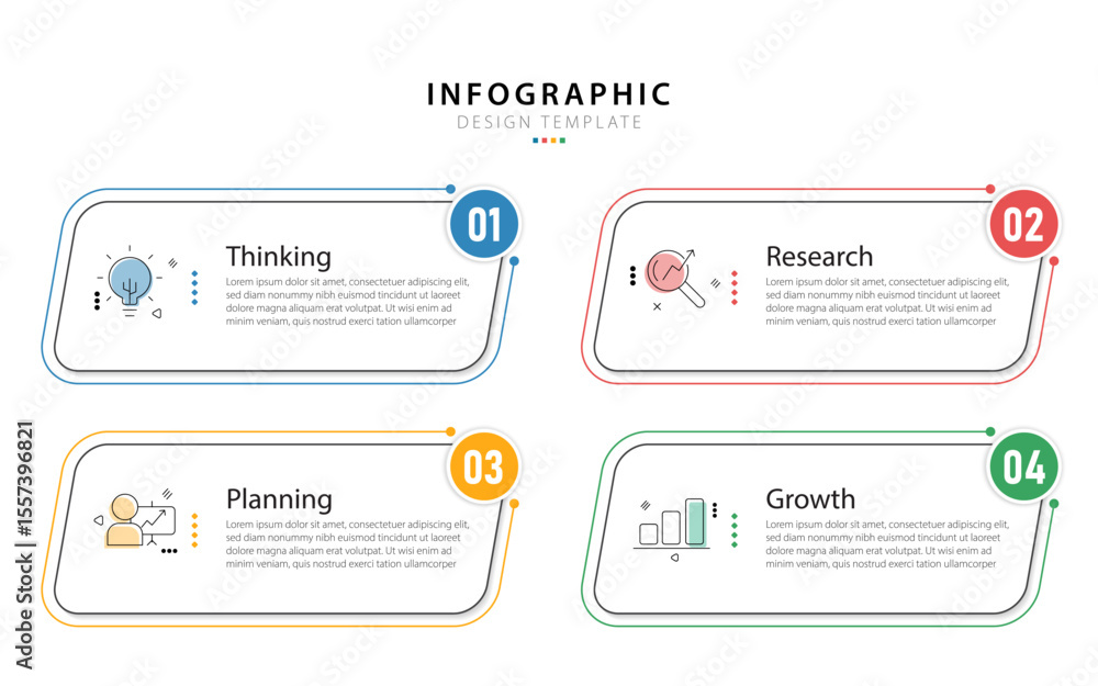 Poster Infographic template 4 Step timeline journey isolated background, Data visualization flat simple design. presentation graph. Business timeline creator 4 options, vector illustration.