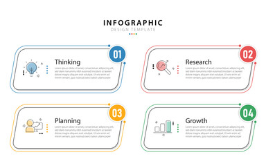 Infographic template 4 Step timeline journey isolated background, Data visualization flat simple design. presentation graph. Business timeline creator 4 options, vector illustration.