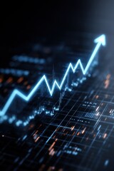 Fototapeta premium blue arrow goes up. stock market graph