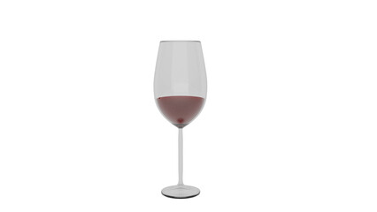 3D Render a glass of wine is shown on a white background