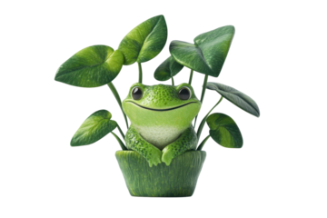 Anubias isolated in 3d cartoon character on white background