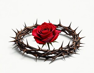 ilustración corona con rosa roja