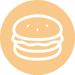 Round Burger Icon in Soft Pastel Orange