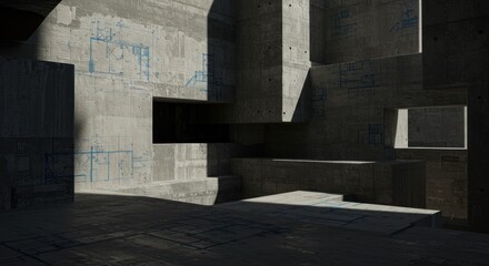 Abstract architectural forms dark and light contrast