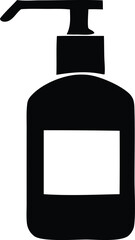 Simple black silhouette of a pump dispenser bottle with a blank label area for customization and branding