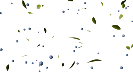 3D Render a bunch of blueberries are falling from the sky