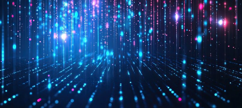 Abstract digital backdrop of glowing, cascading lines