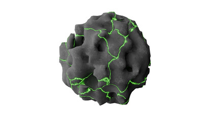 3D Render a black and green object with green lines