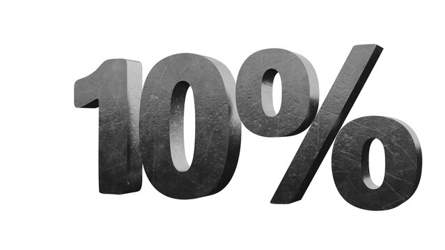 3D Render a black and white photo of a 100 percent sign